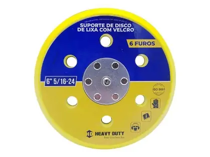 Suporte Disco de Lixa com Velcro 6" x 5/16" 6 Furos Heavy Duty